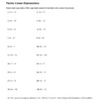 Factoring Linear Expressions Worksheet Educational Worksheet