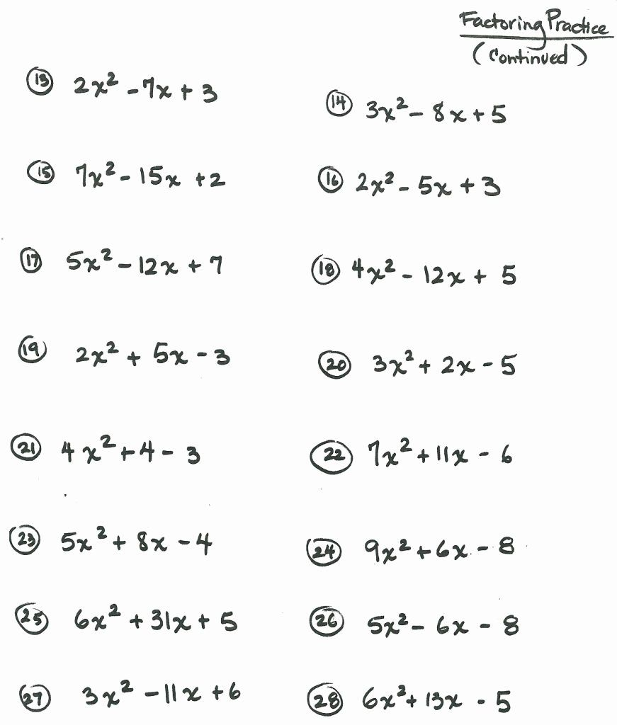Factoring Polynomials Worksheet Grade 8 Walter Bunce s Multiplication