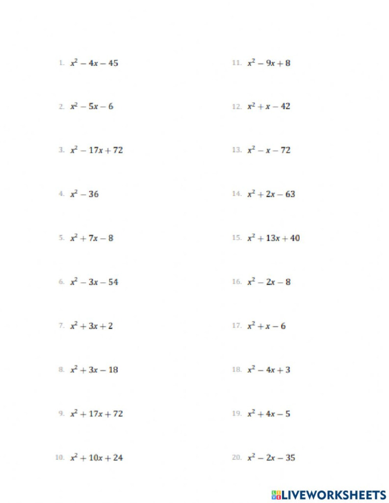 Factoring Polynomials Worksheet With Answers