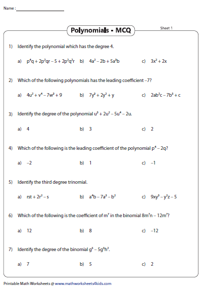 Factoring Polynomials Worksheet With Answers Algebra 1