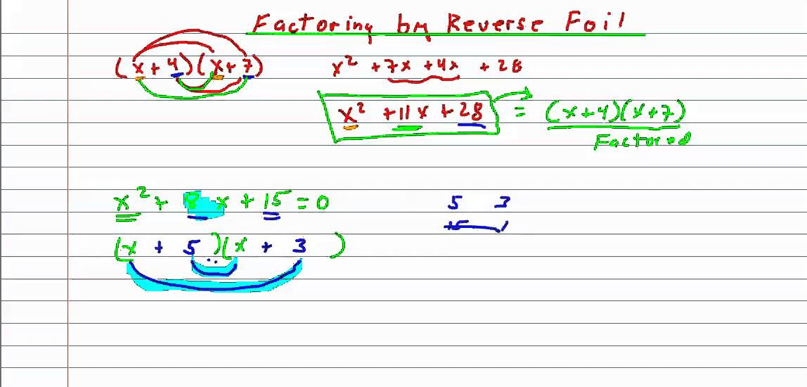 Factoring Reverse Foil Prt 1 YouTube