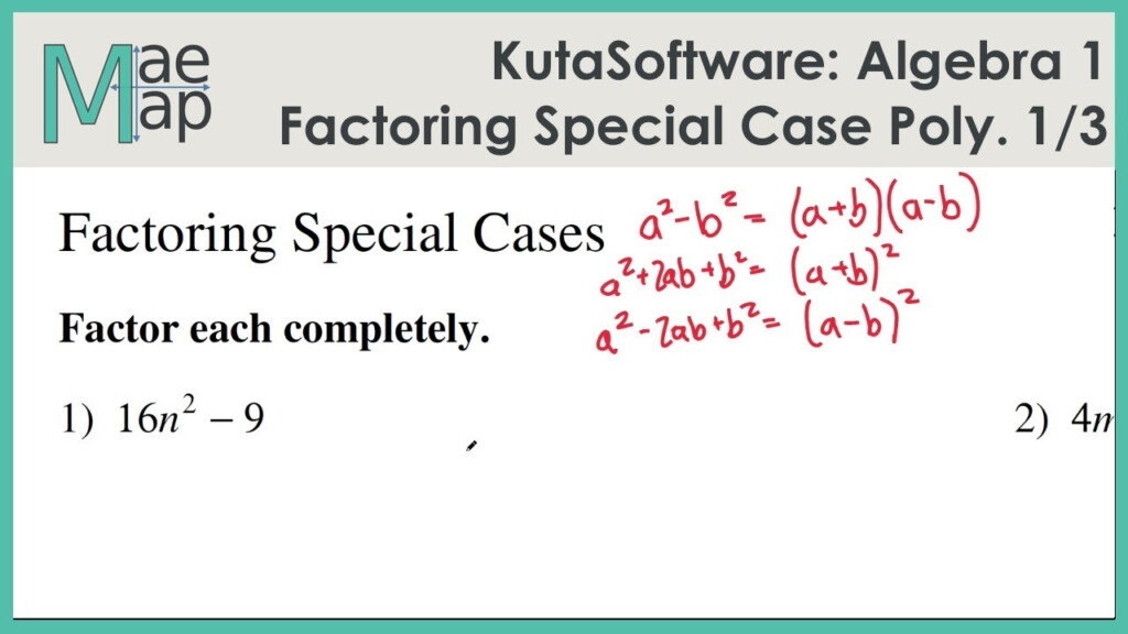 Factoring Special Cases Worksheet