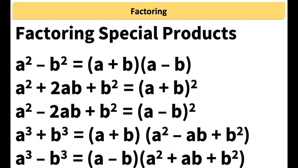 Factoring Special Products Difference Of Squares Perfect Square 