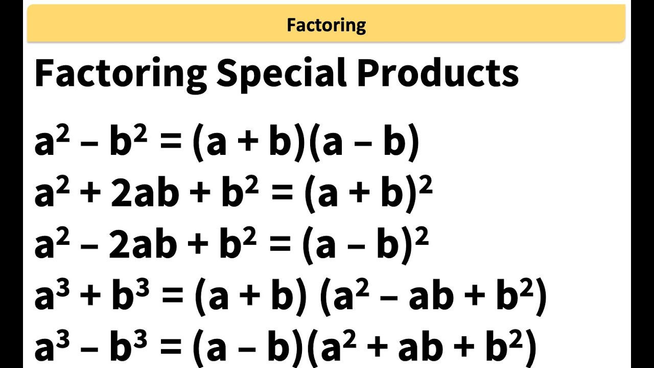 Factoring Special Products Difference Of Squares Perfect Square 