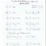 Factoring Special Products Worksheet