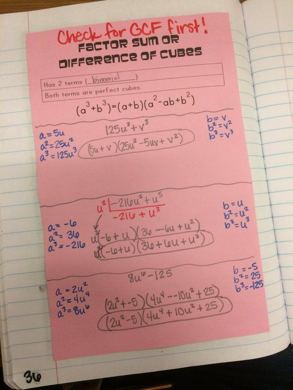 Factoring Sum Or Difference Of Cubes Creative Math Sum Math Help