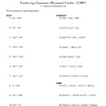 Factoring The Common Monomial Factor Worksheet Greatest Common