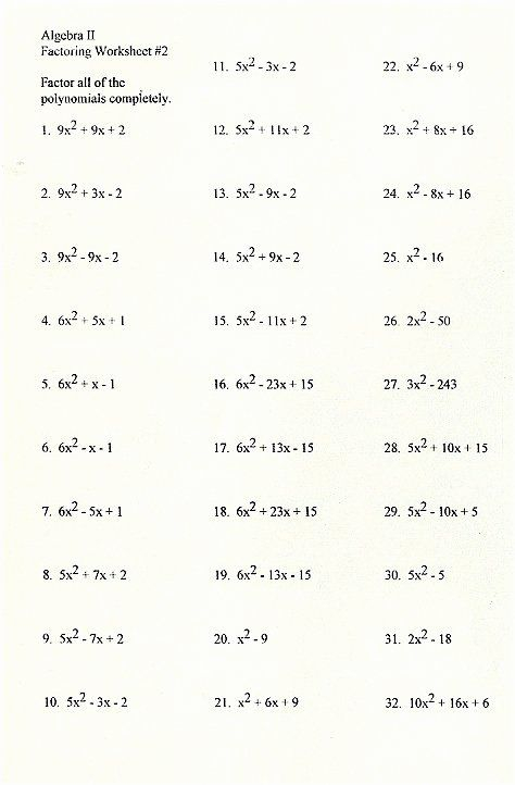 Factoring Trinomials Worksheet Answers Awesome 10 Best Of Factoring 