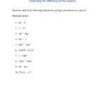 Factorising The Difference Of Two Squares Worksheet