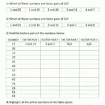 Factors And Multiples Worksheet