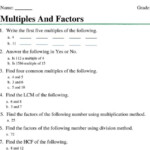 Factors And Multiples Worksheet For Class 5 Cbse Roger Brent s 5th