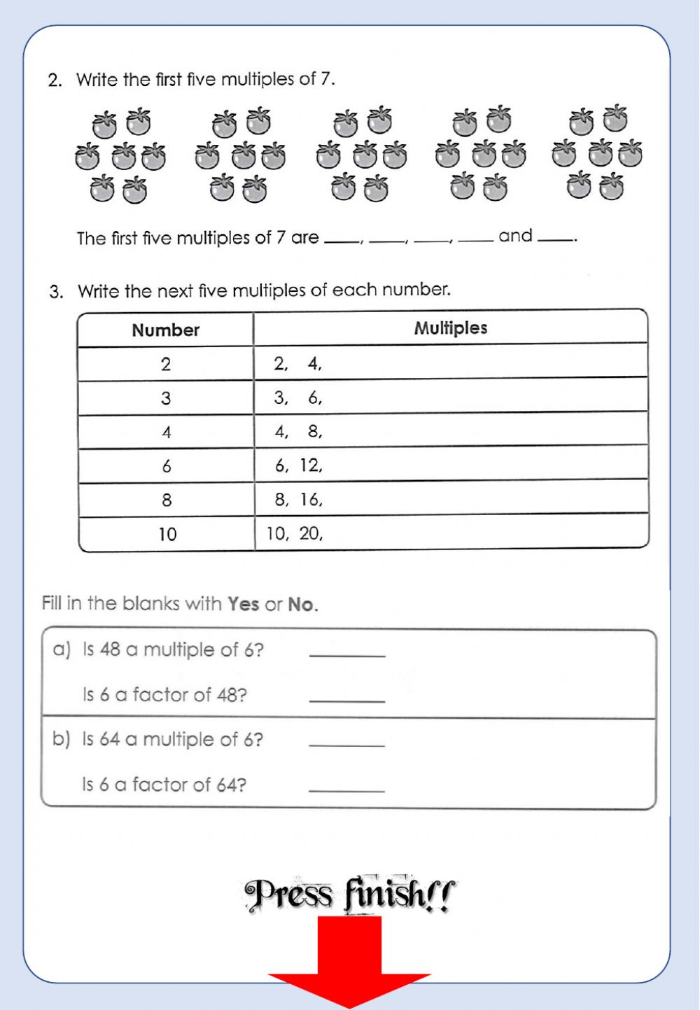 Factors And Multiples Worksheet Grade 4