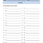 Factors Worksheet Grade 3
