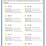 Factors Worksheet Grade 4