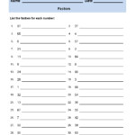 Factors Worksheet Grade 4