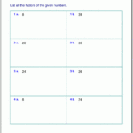 Factors Worksheet WorkSheets For Kids