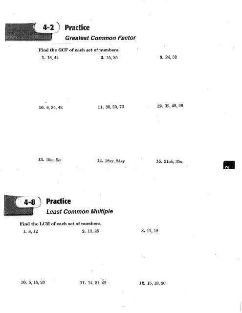 GCF LCM Using Prime Factorization Worksheet