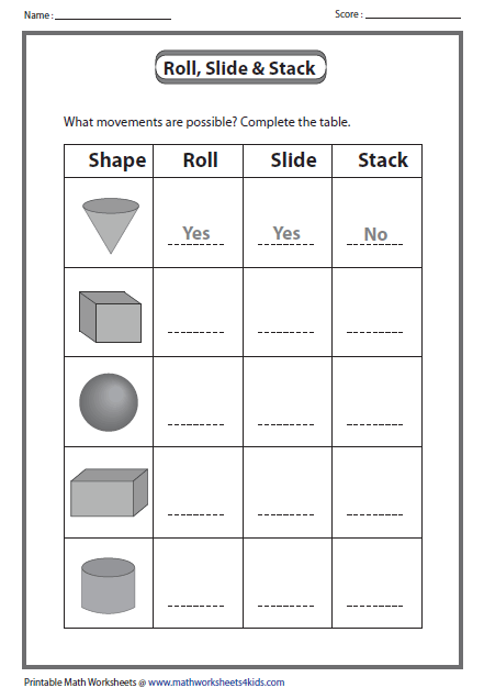 Geometric Solid Shapes Worksheets 99Worksheets