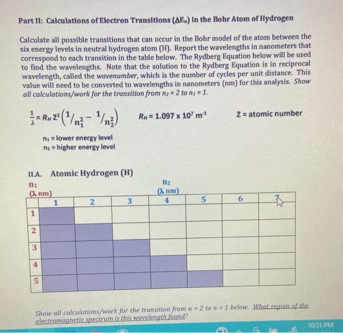 Get Answer Atomic Emission Spectra Worksheet Part I Calculations 