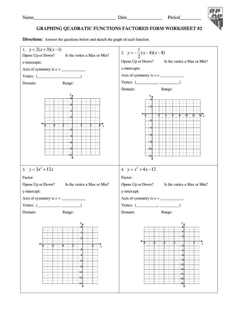 Graphing Quadratic Functions In Standard Form Worksheet 1 Answer Key