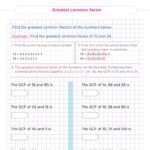 Greatest Common Factor Grade 6