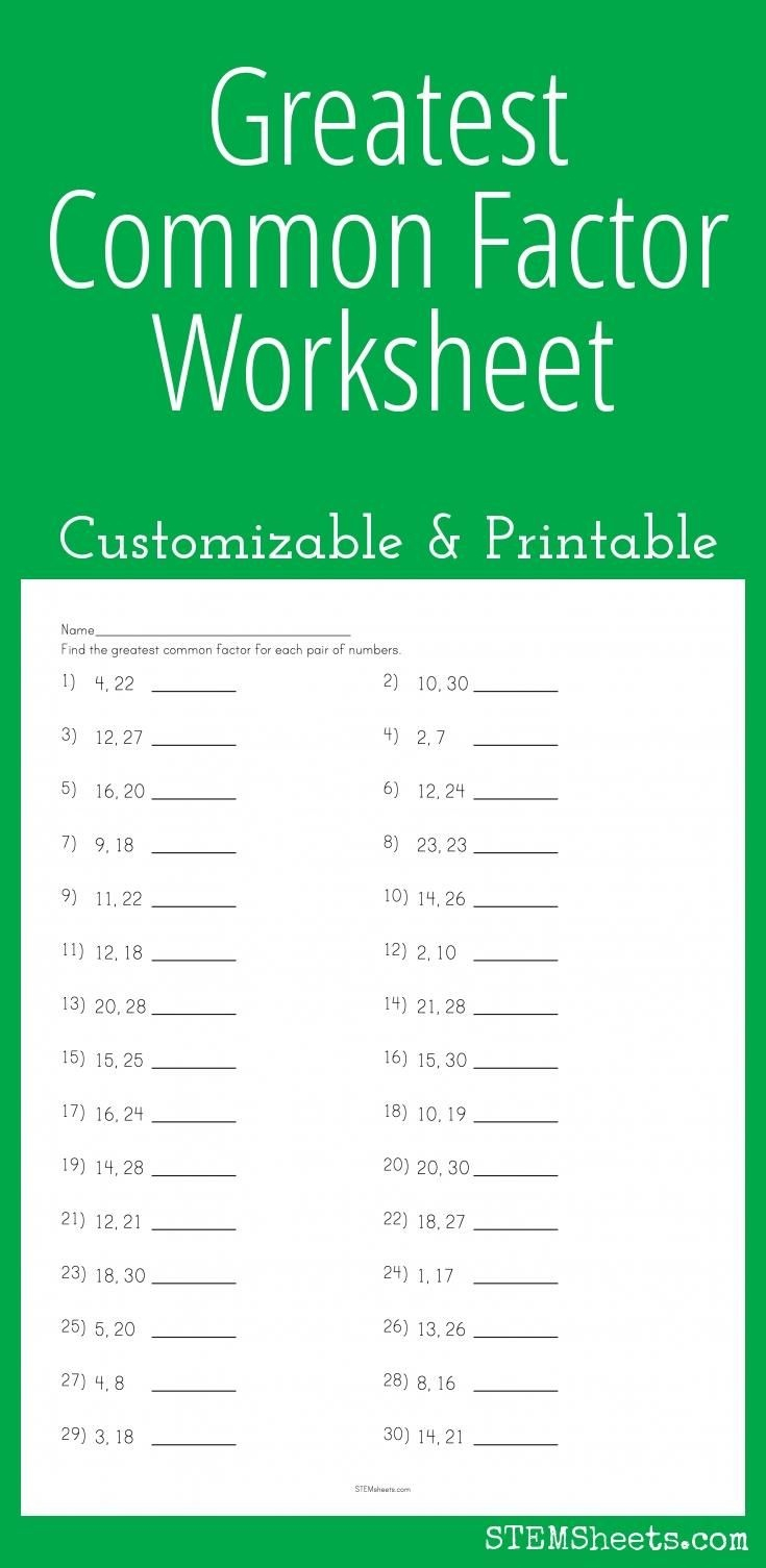 Greatest Common Factor Worksheet Customizable And Printable Math