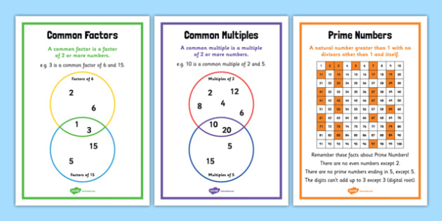 Identify Common Factors Common Multiples And Prime Numbers Worksheet 