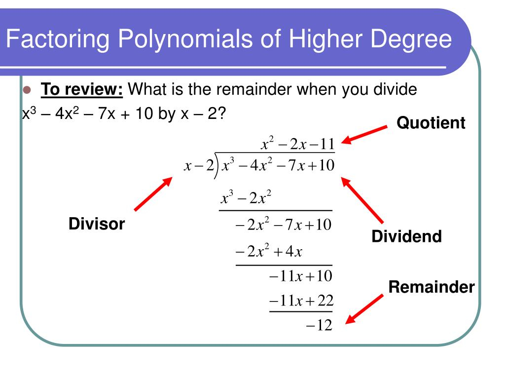 PPT Factoring Polynomials Of Higher Degree PowerPoint Presentation