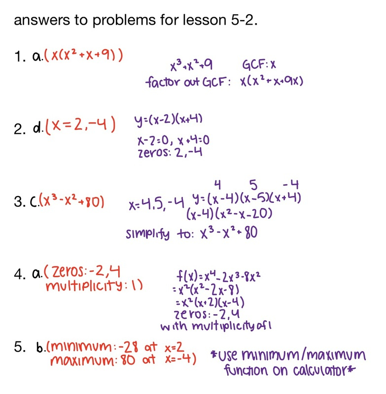 Practice Answers POLYNOMIAL FUNCTIONS POLYNOMIALS LINEAR FACTOS 