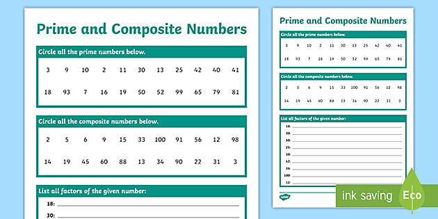 Prime And Composite Numbers Worksheet Twinkl Resources