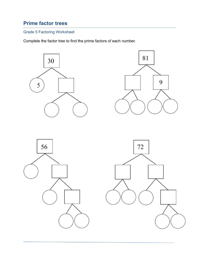 Prime Factorization Tree Worksheet