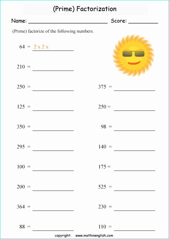 Prime Factorization Worksheet Pdf Inspirational Prime Factorization 