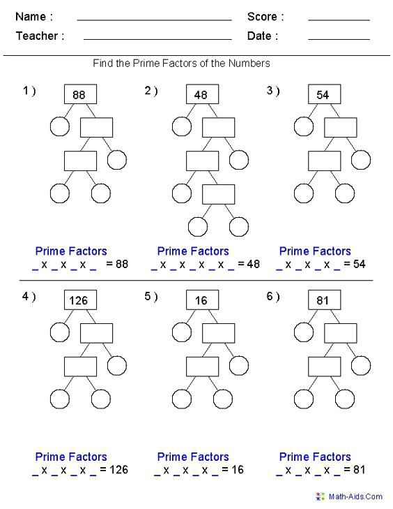 Prime Factorization Worksheet Pdf Prime Factorization Answer Key