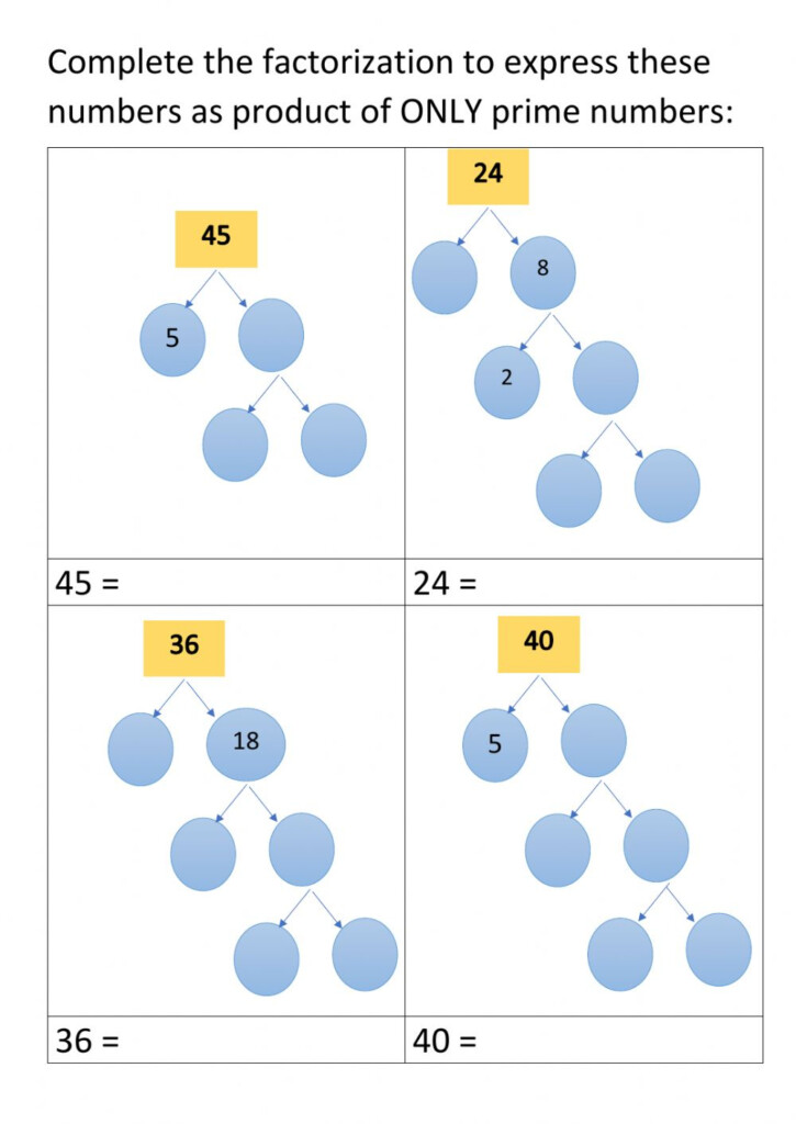 Prime Factorization Worksheet WorkSheets For Kindergarten