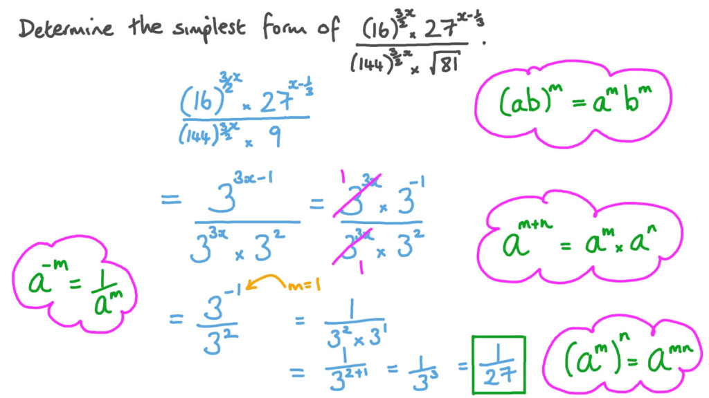 Question Video Simplifying Algebraic Expressions Using Laws Of 