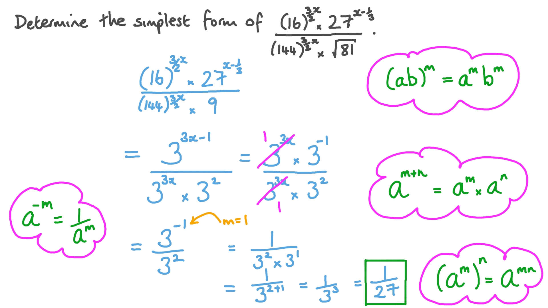 Question Video Simplifying Algebraic Expressions Using Laws Of 