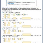 Remainder Theorem And Factor Theorem Interactive Worksheet