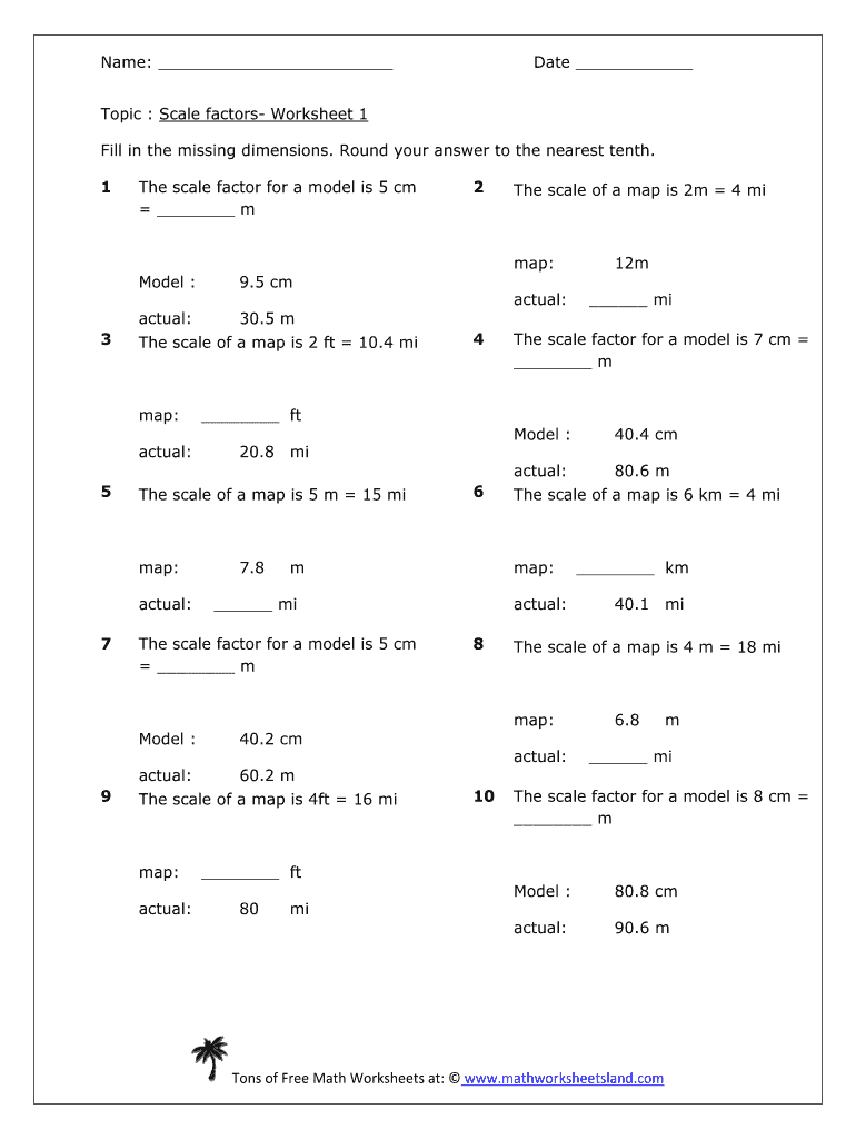 Scale Factor Worksheet 7th Grade Pdf With Answers Fill Online 
