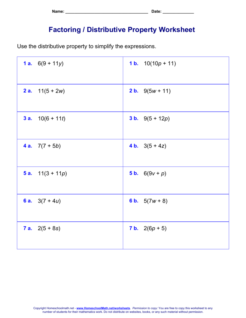 Simplifying Expressions With Distributive Property Worksheet PROPDCRO