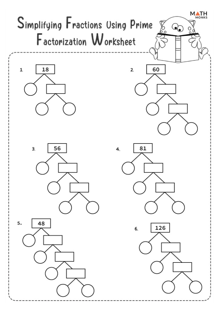 Simplifying Fractions Worksheets Math Monks