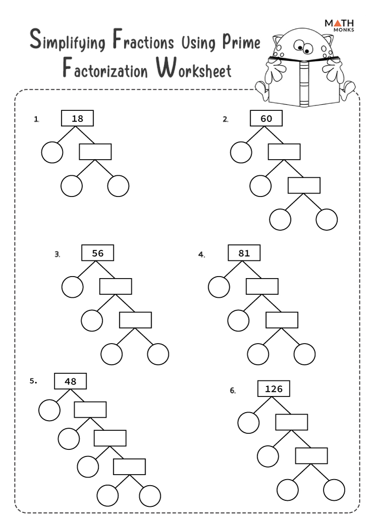 Simplifying Fractions Worksheets Math Monks