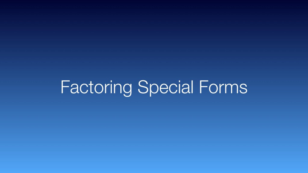 Subject Factoring Special Forms YouTube