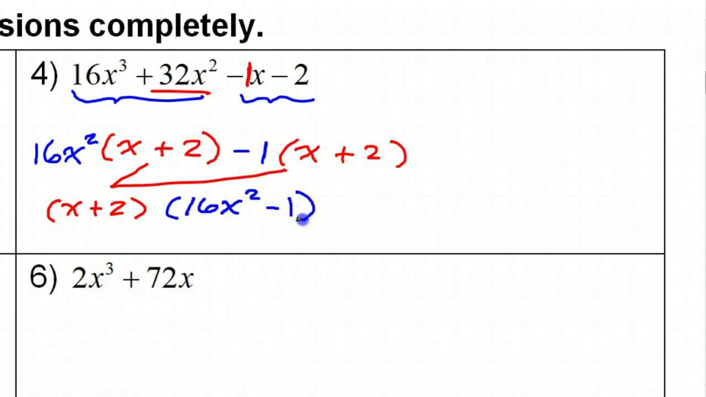 Test D 3 To 6 Factoring Sum Of Cubes Grouping GCF Difference Of 