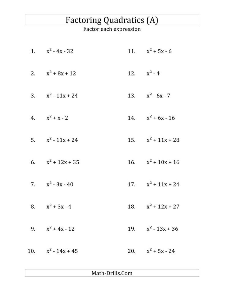 The Factoring Quadratic Expressions With a Coefficients Of 1 A Math 