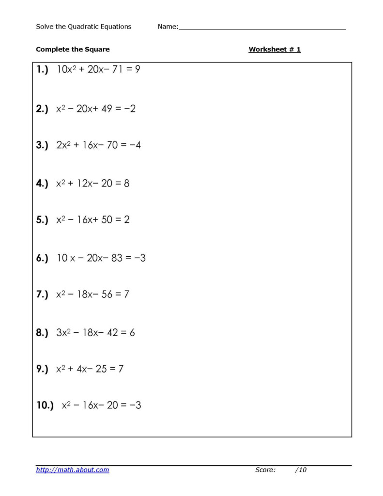 Using The Quadratic Formula Worksheet Bloxinspire