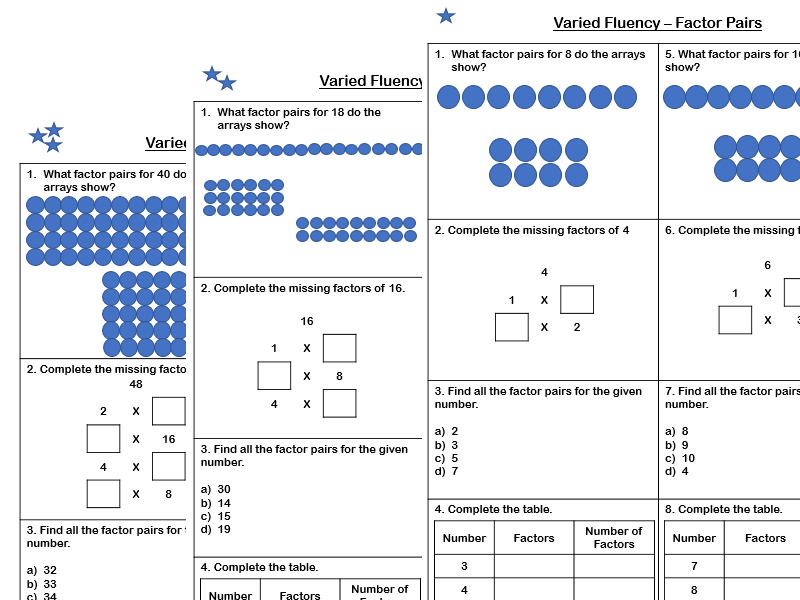 White Rose Maths Year 4 Spring Block 1 Factor Pairs Varied 