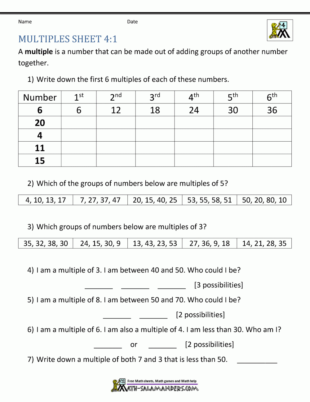 Worksheets For Multiplication Worksheets For Elementary Students