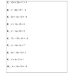 4 Worksheets For Solving Quadratic Equations Solving Quadratic