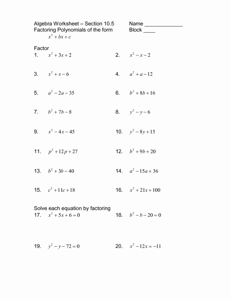 50 Factoring Practice Worksheet Answers