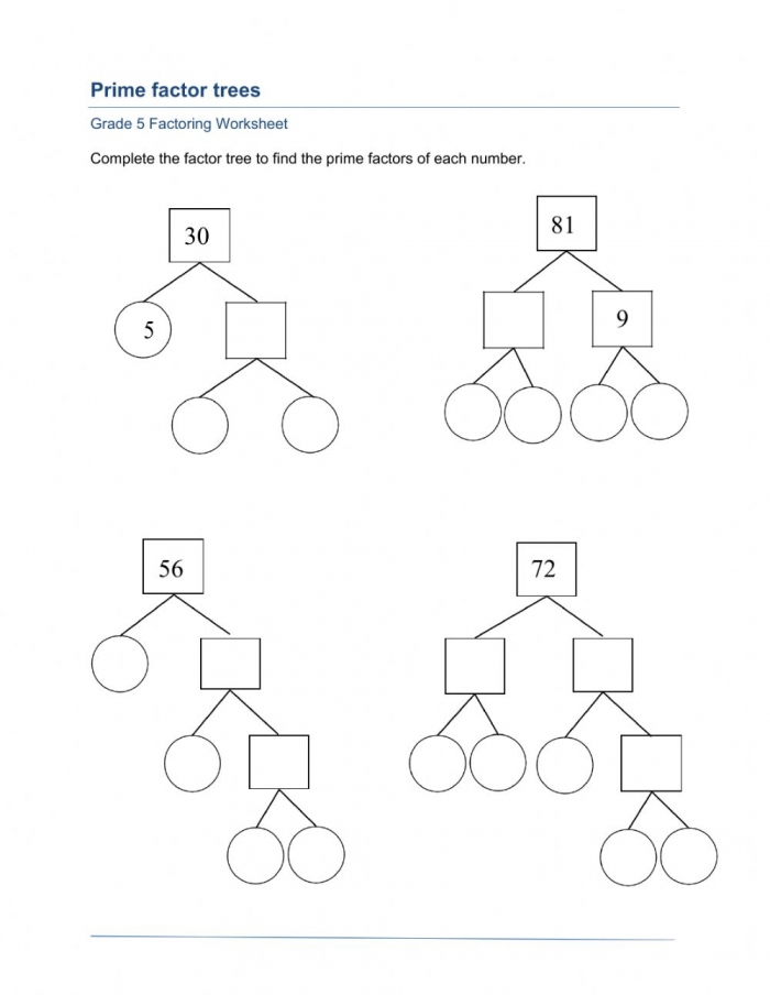 Factor Trees Worksheet